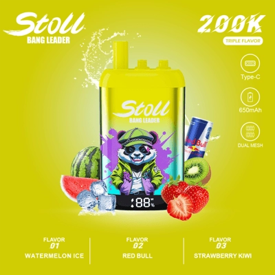 Bang Leader Stoll 200K 3 w 1 Jednorazowy waporyzator | 200 000 zaciągnięć | System przełączania smaków 3 w 1