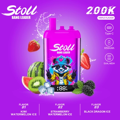 Bang Leader Stoll 200K 3 w 1 Jednorazowy waporyzator | 200 000 zaciągnięć | System przełączania smaków 3 w 1