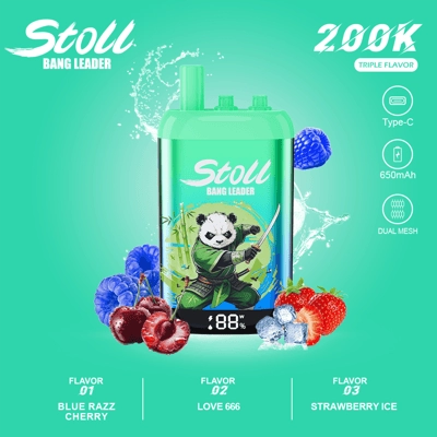 Bang Leader Stoll 200K 3 w 1 Jednorazowy waporyzator | 200 000 zaciągnięć | System przełączania smaków 3 w 1