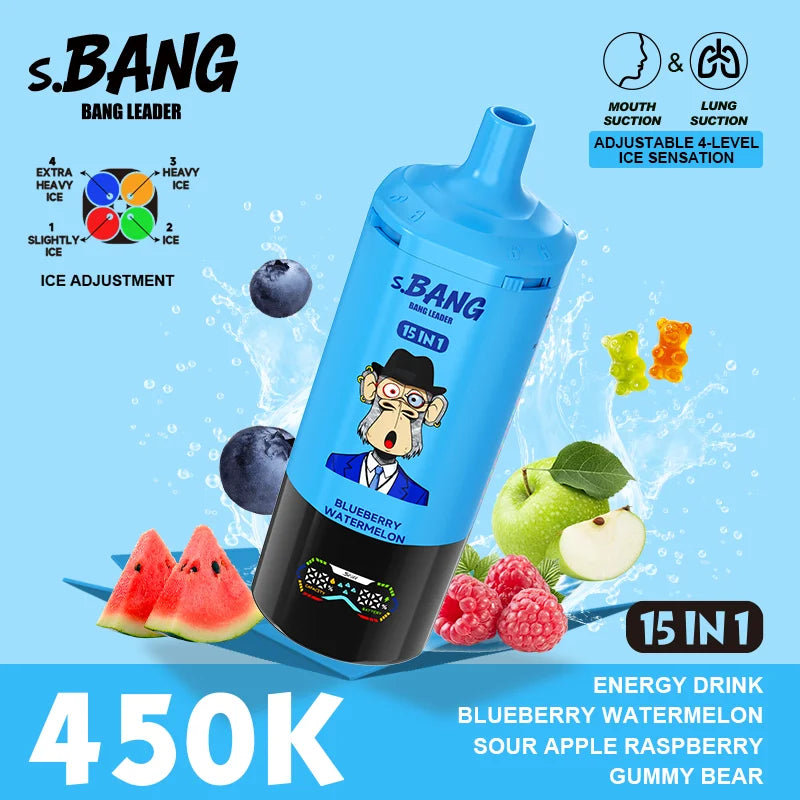 Bang Leader 450K Jednorazowy waporyzator – 450 000 zaciągnięć, 15-w-1, system smakowy | Regulowany poziom lodu | Podwójne urządzenie MTL i DTL