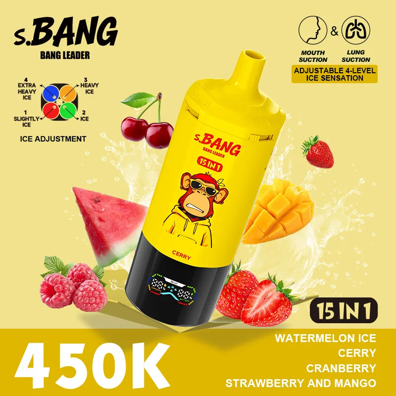 Bang Leader 450K Jednorazowy waporyzator – 450 000 zaciągnięć, 15-w-1, system smakowy | Regulowany poziom lodu | Podwójne urządzenie MTL i DTL