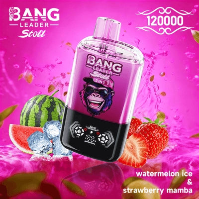 Bang Leader 120K o dwóch smakach | Magnetyczny przełącznik suwakowy | 120 000 zaciągnięć | Jednorazowy waporyzator Fresh Swap Technology - Blue Razz & Love 66