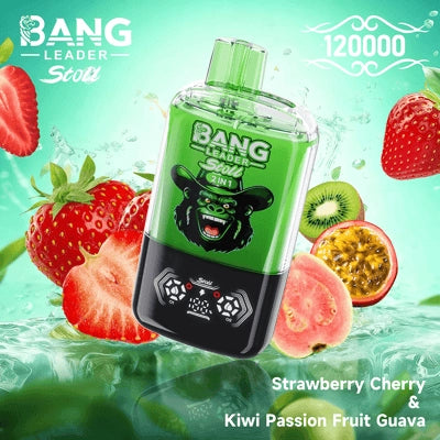 Bang Leader 120K o dwóch smakach | Magnetyczny przełącznik suwakowy | 120 000 zaciągnięć | Jednorazowy waporyzator Fresh Swap Technology - Blue Razz & Love 66