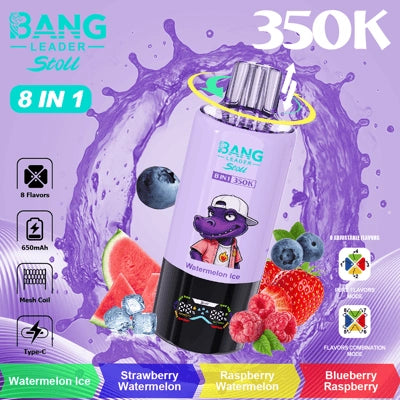 Bang Leader Stoll 350K Jednorazowy waporyzator – 350 000 zaciągnięć Komora smakowa 4 w 1 Mieszane doznania smakowe 8 smaków Waporyzator akumulatorowy