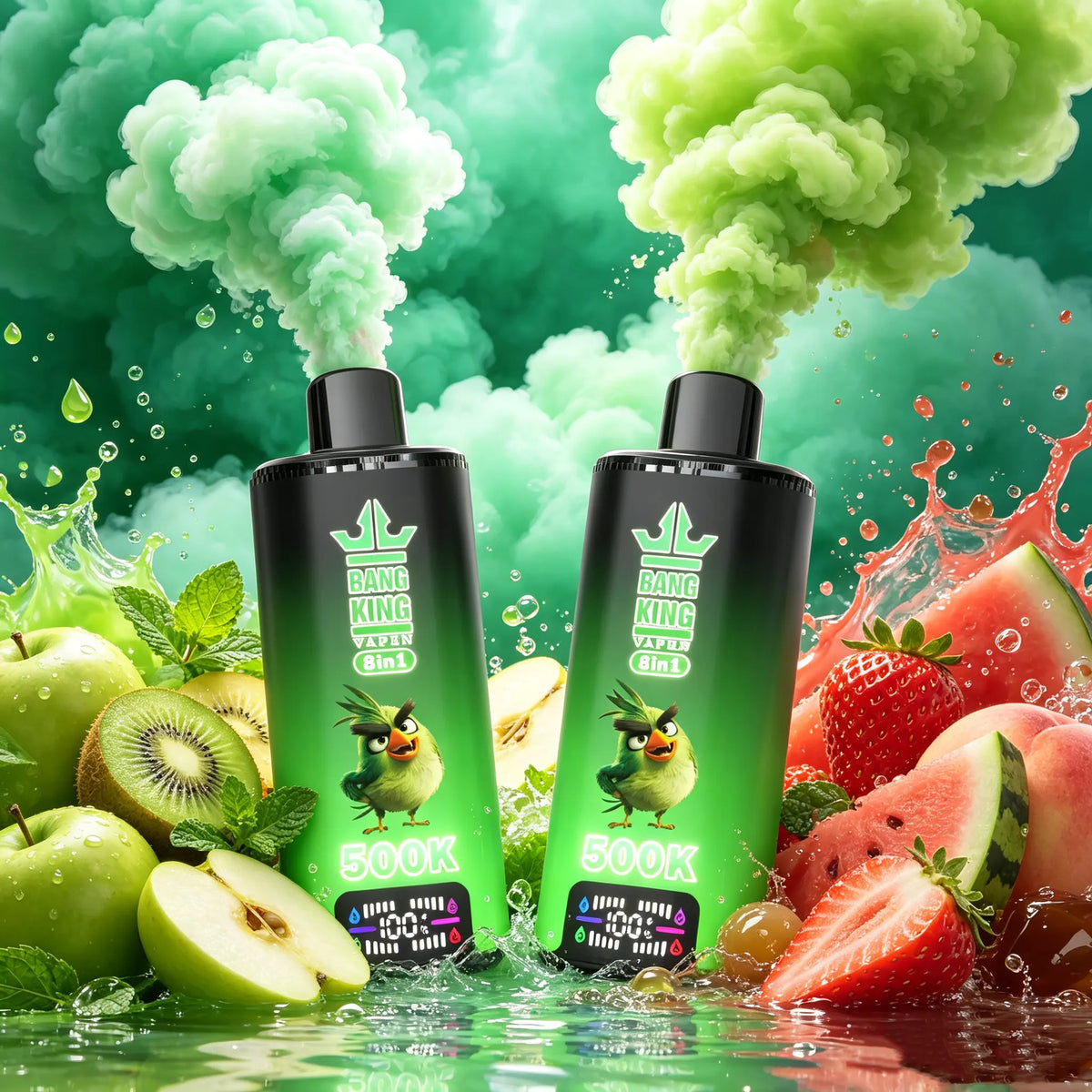 Bang King Vapen 8in1 500K Puff | Podwójne Jabłko+Mango‑Brzoskwinia+Truskawka‑Arbuz+Truskawka‑Wanilia‑Cola