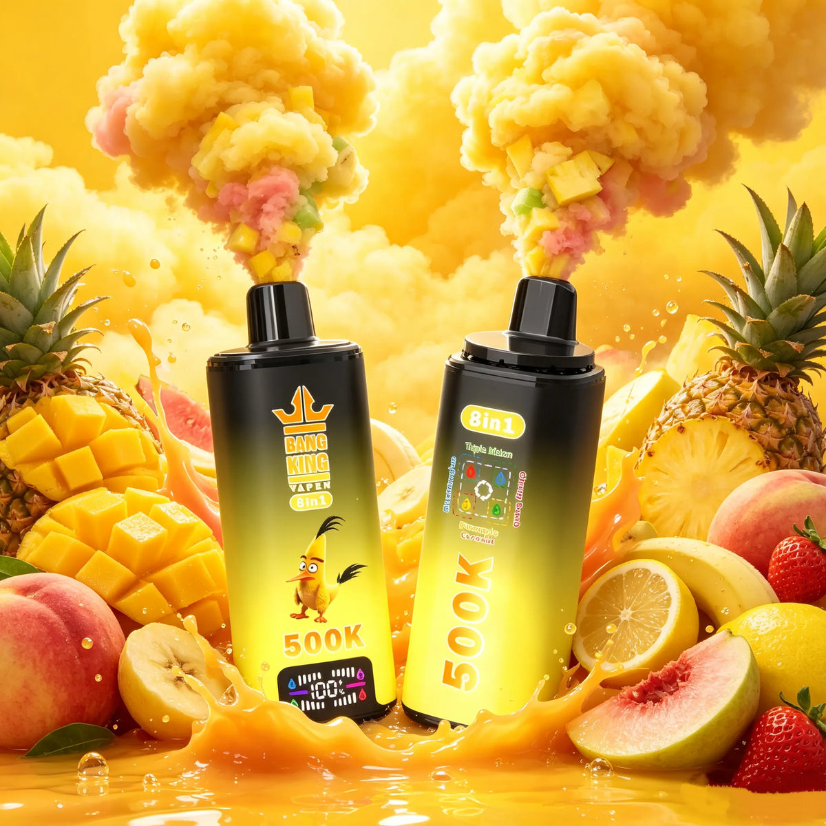 Bang King Vapen 8in1 500K Puff | Potrójny Melon+Lodowa Borówka+Wiśniowa Bomba+Ananas‑Kokos