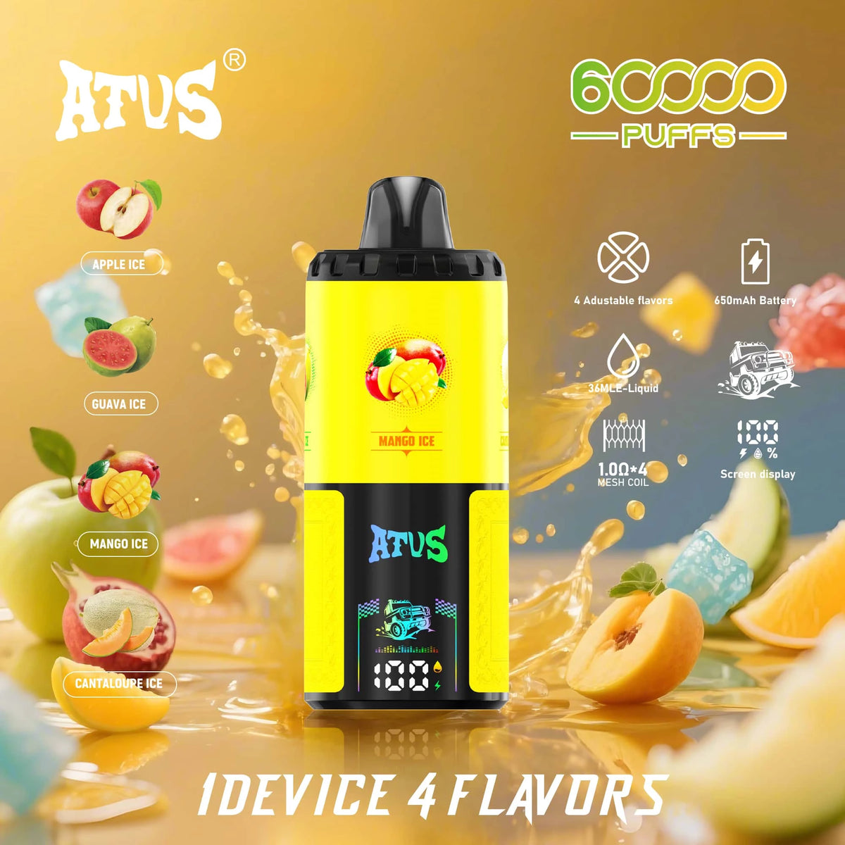ATVS 60000 Puffs 4 w 1 Smak Jednorazowy Vape