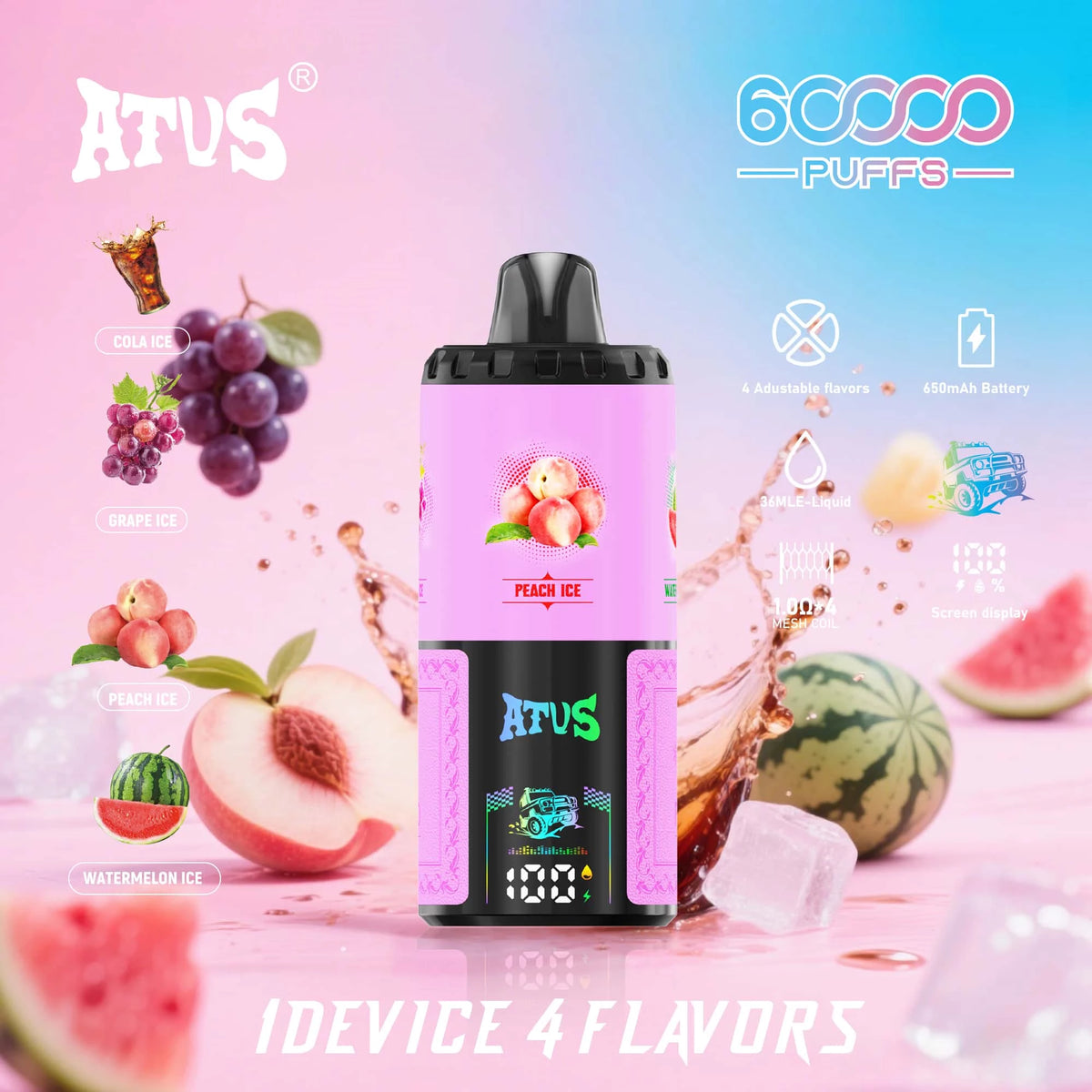 ATVS 60000 Puffs 4 w 1 Smak Jednorazowy Vape