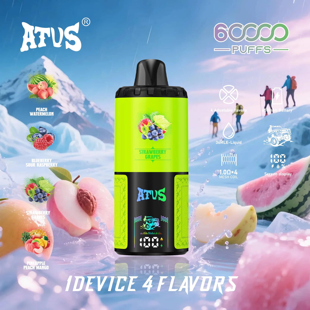 ATVS 60000 Puffs 4 w 1 Smak Jednorazowy Vape