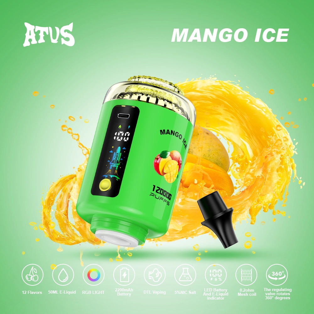 ATVS 120k Puffs Jednorazowy waporyzator do fajki wodnej-Mango lodowe