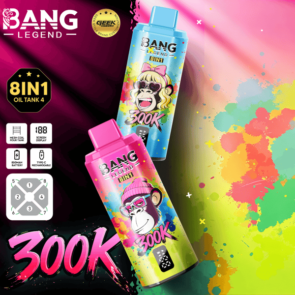Bang Legend Geek 300K Jednorazowy waporyzator – Komora smakowa 8 w 1 | Do 300 000 zaciągnięć | Jednorazowy waporyzator z funkcją przełączania smaków